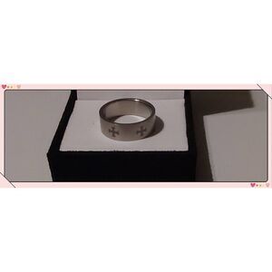 Mens' Cross Design 316L Stainless Steel Band Ring Sz 10